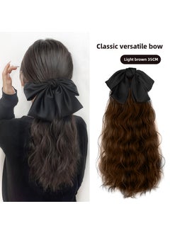Generic Horsetail Wig Womens Bow Low Horsetail Clip Natural Fluffy Simulation Can Tie High School Long Water Corrugated Roll HorsetailClassic Black Bow Light Brown 35cm Classic Black Bow Light Brown 35cm 