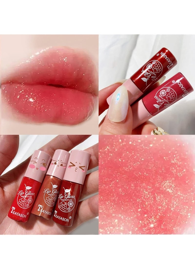 TEAYASON - 10Pcs Lip Gloss Set Natural Fruits Flavored Lip Gloss Moisturizing Hydrating Lip Glow Oil Lip Gloss Kit High Shine Lip Plumping Glass Finish Matte Liquid Lipstick for Women - Image 1