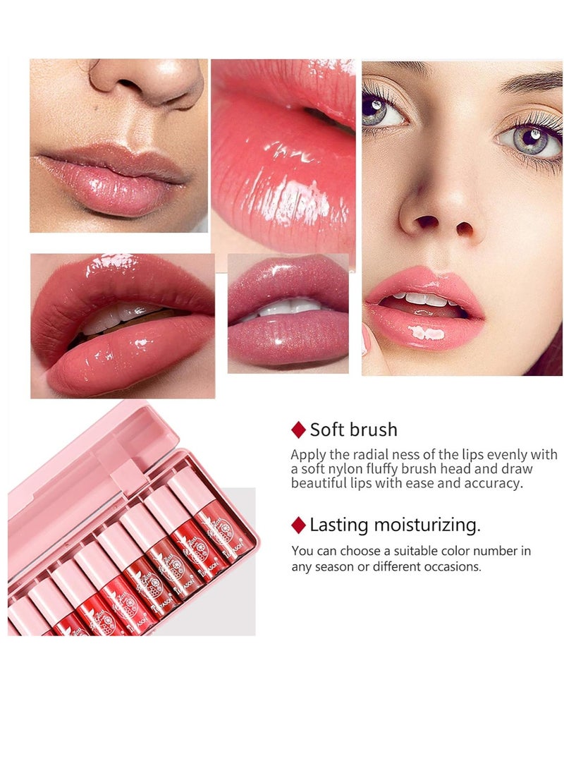 TEAYASON - 10Pcs Lip Gloss Set Natural Fruits Flavored Lip Gloss Moisturizing Hydrating Lip Glow Oil Lip Gloss Kit High Shine Lip Plumping Glass Finish Matte Liquid Lipstick for Women - Image 1