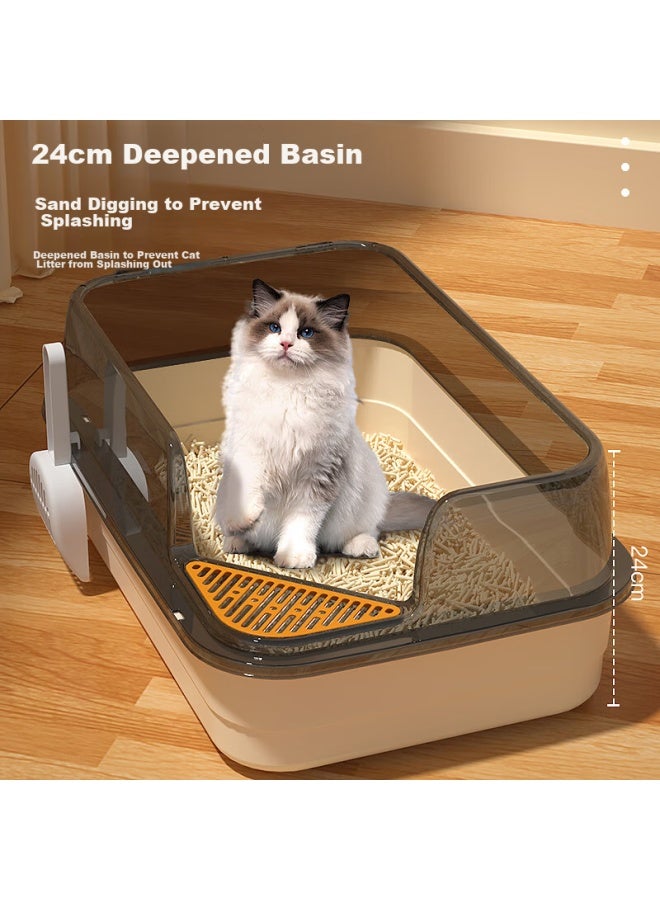 HelloJoy ojoy Large Cat Litter Box, 60cm Semi-enclosed Cat Toilet, Splash-proof Cat Litter Tray With Scoop - Image 5