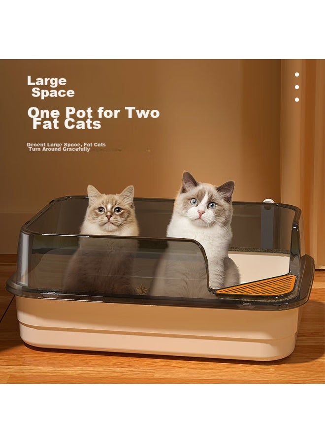 HelloJoy ojoy Large Cat Litter Box, 60cm Semi-enclosed Cat Toilet, Splash-proof Cat Litter Tray With Scoop - Image 1