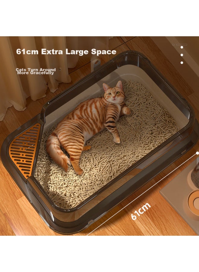 HelloJoy ojoy Large Cat Litter Box, 60cm Semi-enclosed Cat Toilet, Splash-proof Cat Litter Tray With Scoop - Image 3