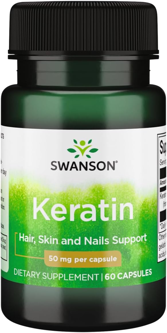 Swanson Keratin from Tibetan Wool  Natural Supplement Promoting Healthy Joints Hair Skin  Nails  Helps Nourish Healthy Connective Tissues  60 Capsules 50mg Each - Image 1