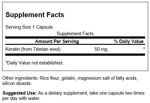 Swanson Keratin from Tibetan Wool  Natural Supplement Promoting Healthy Joints Hair Skin  Nails  Helps Nourish Healthy Connective Tissues  60 Capsules 50mg Each - Image 2