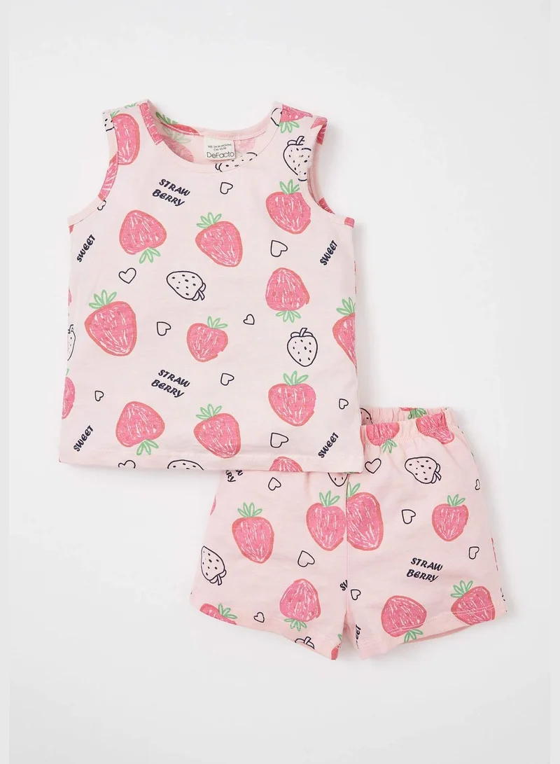 DeFacto Sleeveless Strawberry Print Pyjama Set
