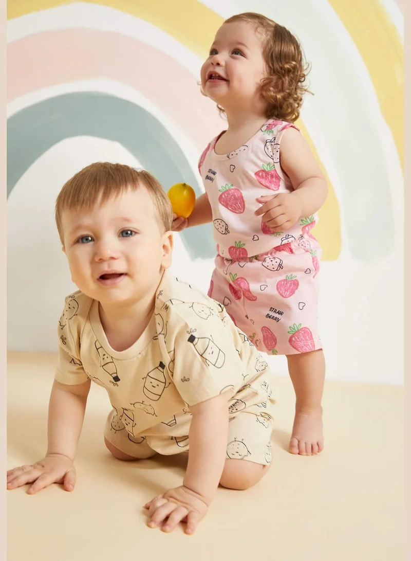 DeFacto Sleeveless Strawberry Print Pyjama Set