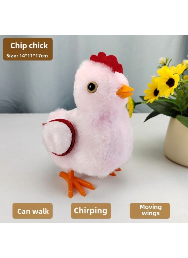Electric Plush Chick Chirps Wings Imitation Chicken Plush Baby Toy Children's Electronic Pet-Color:Chip Chick (powder)  - Image 1