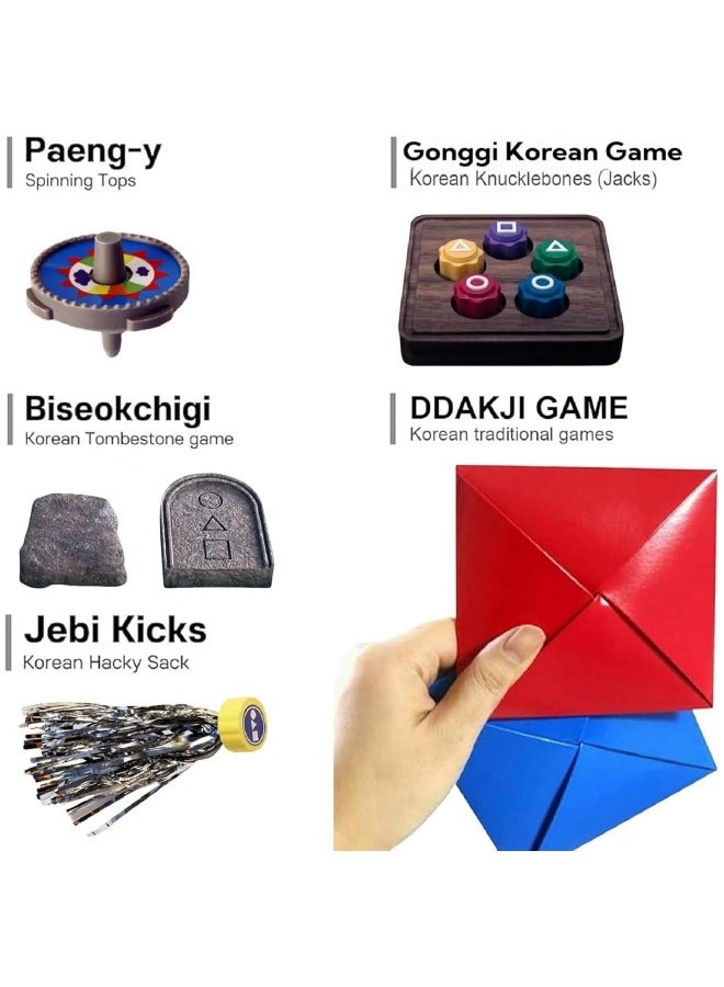 BUPY Korean Traditional Play Game, Korean Folk Game Set - Gong-gi, Biseokchigi, Jebi chagi, Paeng-y, DDAKJI Game Set, Family Travel Game (Set) - Image 2