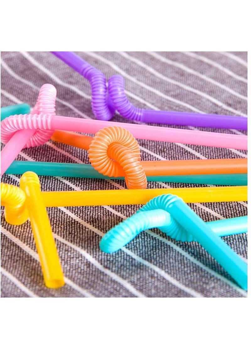 Y&D - 200 Pack Flexible Plastic, Straws Extra Long Colorful, Disposable Drinking Straws, Individual Package Party Multicolored - Image 1