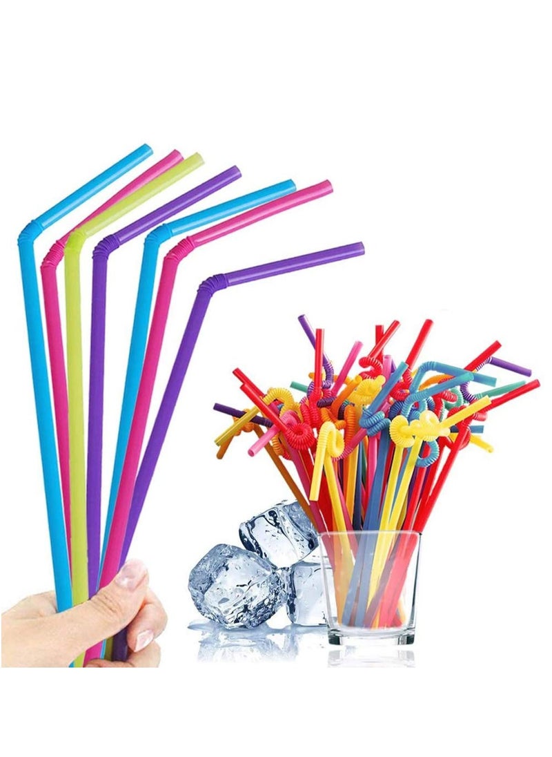 Y&D - 200 Pack Flexible Plastic, Straws Extra Long Colorful, Disposable Drinking Straws, Individual Package Party Multicolored - Image 1