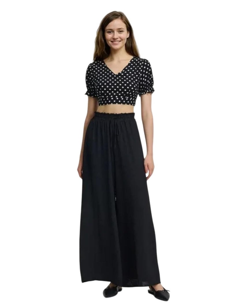KOTTY Women's Solid Breathable Washed Black Pants(Black,L)-KTTWOMENSPANT675L - Image 1