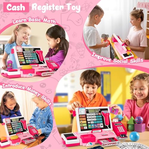 SHAKTISM Cash Register with Lights & Sounds for Pretend Play Electronic Toy Set with Scanner Shopping Basket Grocery Best Gift for 3+ up Ages Kids Boys & Girls (Cash Register Green) - Image 5