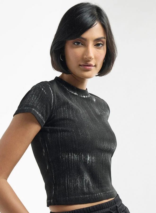 سبلاش فيڤ تيشيرت بياقة ضيّقة وأكمام قصيرة وطبعات