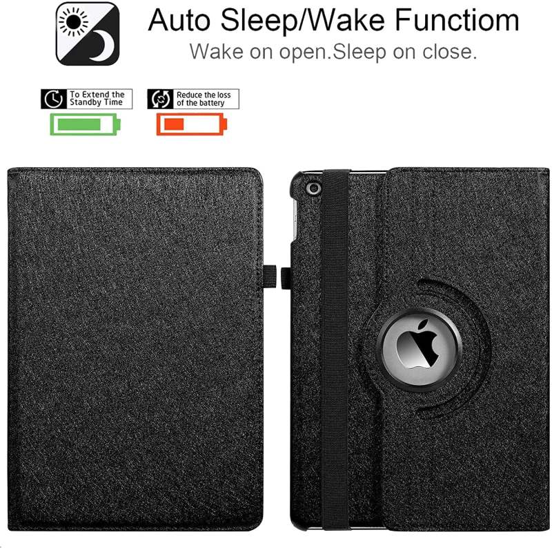 Ipad 10.2 Case: 360 Rotating Stand Case, Black Plastic & Microfibre Protective Cover for Ipad Users - Image 2