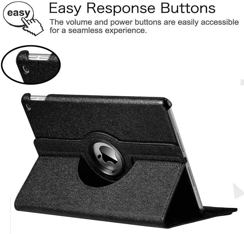 Ipad 10.2 Case: 360 Rotating Stand Case, Black Plastic & Microfibre Protective Cover for Ipad Users - Image 3
