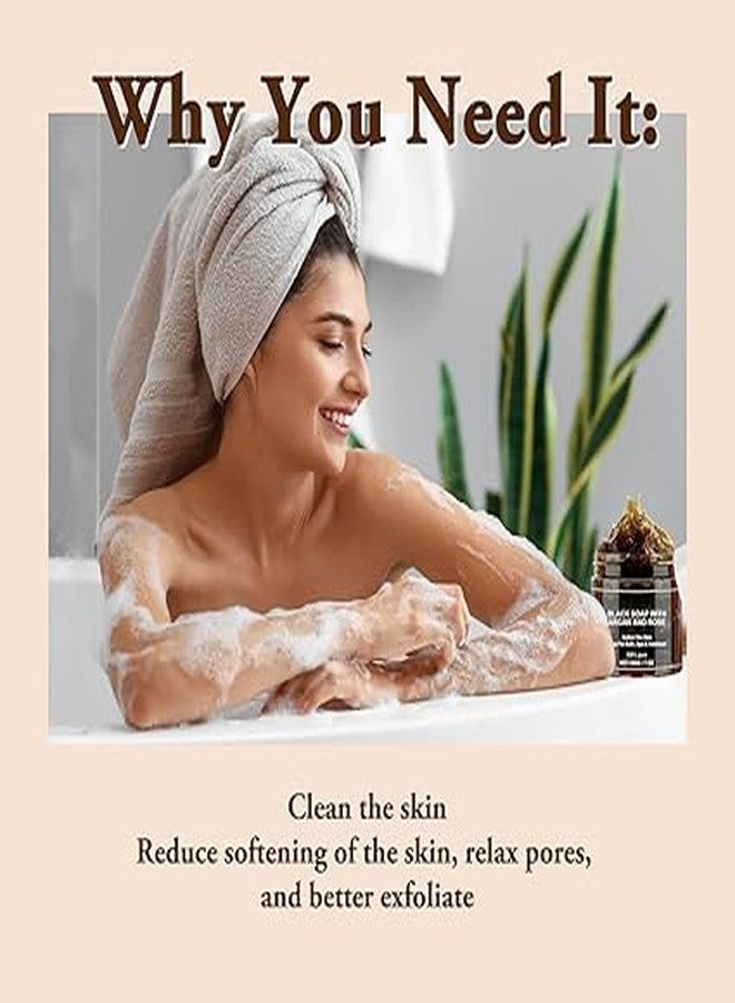 OLAMLY Moroccan Black Soap | Morocco Hammam Body Scrub with Exfoliating Glove | Exfoliating Body Cleanser, Argan Oil & Eucalyptus - Deep Cleansing, Softens Skin- 1 PACK - Image 2