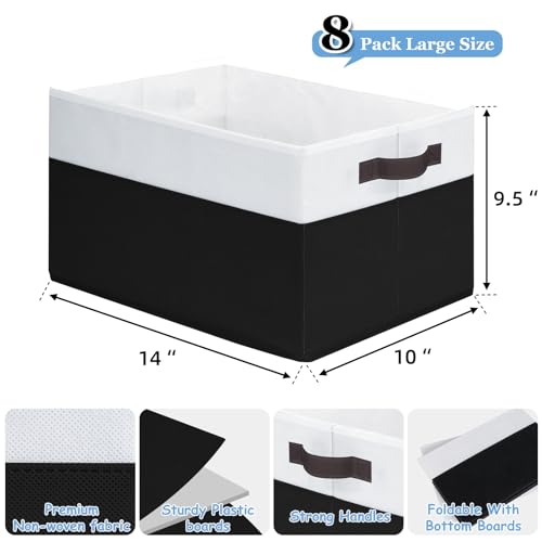 Criusia 8 Pack Large Storage Baskets for Room Organization, Multi-Purpose Bins for Closet, Shelves, Kitchen, Office, Decorative Fabric Foldable Storage Boxes with Handles (14L*10W*9.5H) - Image 2