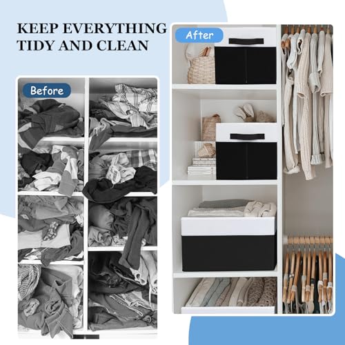 Criusia 8 Pack Large Storage Baskets for Room Organization, Multi-Purpose Bins for Closet, Shelves, Kitchen, Office, Decorative Fabric Foldable Storage Boxes with Handles (14L*10W*9.5H) - Image 4