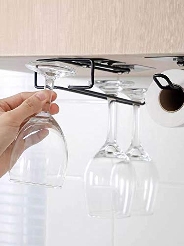 Greemito 3 in 1 Multi Functional Holder Wine Glass Rack Kitchen Rack Self Adhesive Wall Mounted Towel Holder Tissue Paper Rack Wine Glass Holder Pack of 2 - Image 2