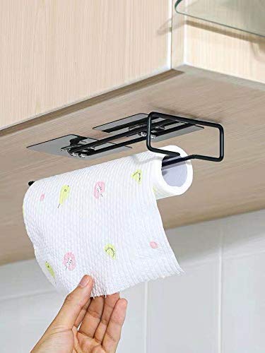 Greemito 3 in 1 Multi Functional Holder Wine Glass Rack Kitchen Rack Self Adhesive Wall Mounted Towel Holder Tissue Paper Rack Wine Glass Holder Pack of 2 - Image 4