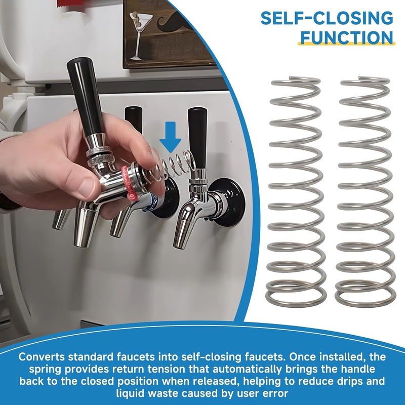 MUGLFPT (2-Pack) 38521 Self Closing Faucet Springs, Compatible with Intertap, Perlick, and Nukatap Forward Sealing Beer Faucets – Self Closing Beer Taps Spring Replacement Parts, Stainless Steel - Image 3