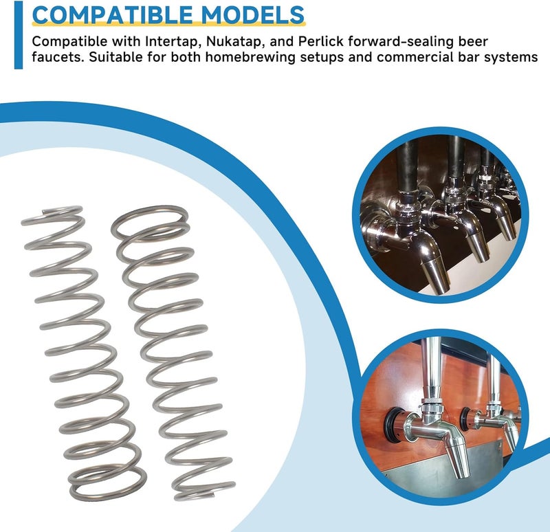 MUGLFPT (2-Pack) 38521 Self Closing Faucet Springs, Compatible with Intertap, Perlick, and Nukatap Forward Sealing Beer Faucets – Self Closing Beer Taps Spring Replacement Parts, Stainless Steel - Image 2