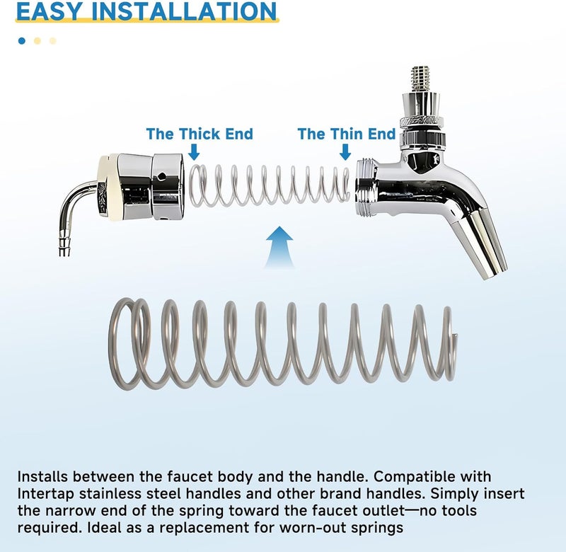 MUGLFPT (2-Pack) 38521 Self Closing Faucet Springs, Compatible with Intertap, Perlick, and Nukatap Forward Sealing Beer Faucets – Self Closing Beer Taps Spring Replacement Parts, Stainless Steel - Image 4