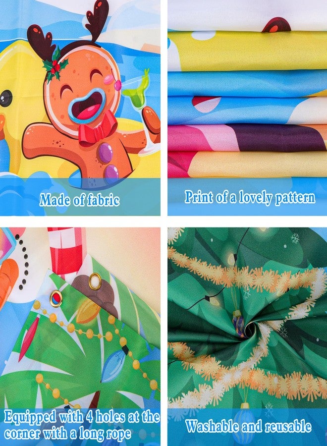 HOWAF Hawaiian Christmas Decoration Door Cover, Tropical Christmas Door Banner Party Decoration for Summer Xmas Mele Kalikimaka Party Supplies Santas Hawaiian Xmas Banner - Image 3