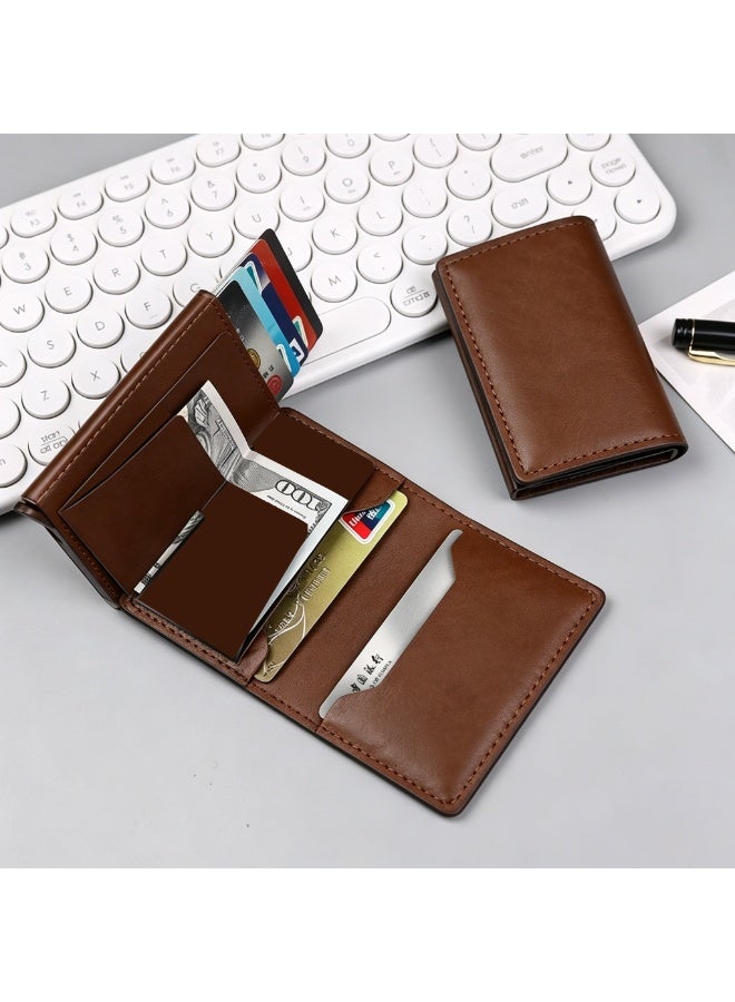 Mens Wallet Card Holder for Minimalist Front Pocket Wallet RFID Blocking Pop Up Aluminum Case Credit Card Wallet, Holds 6+ Cards Plus Cash (coffee brown) - Image 1