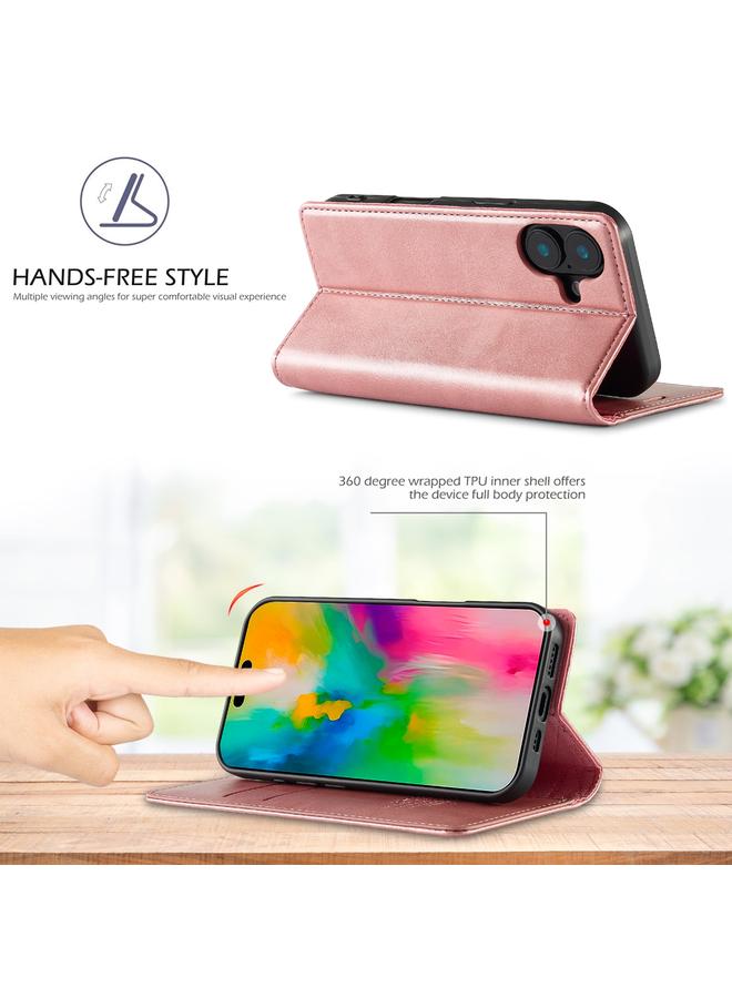 LC.IMEEKE Case For iPhone 16 Strong Magnetism Microfiber Leather Phone Case - Image 5