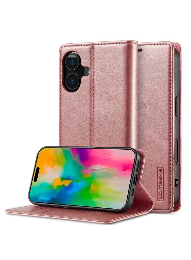 LC.IMEEKE Case For iPhone 16 Strong Magnetism Microfiber Leather Phone Case - Image 1