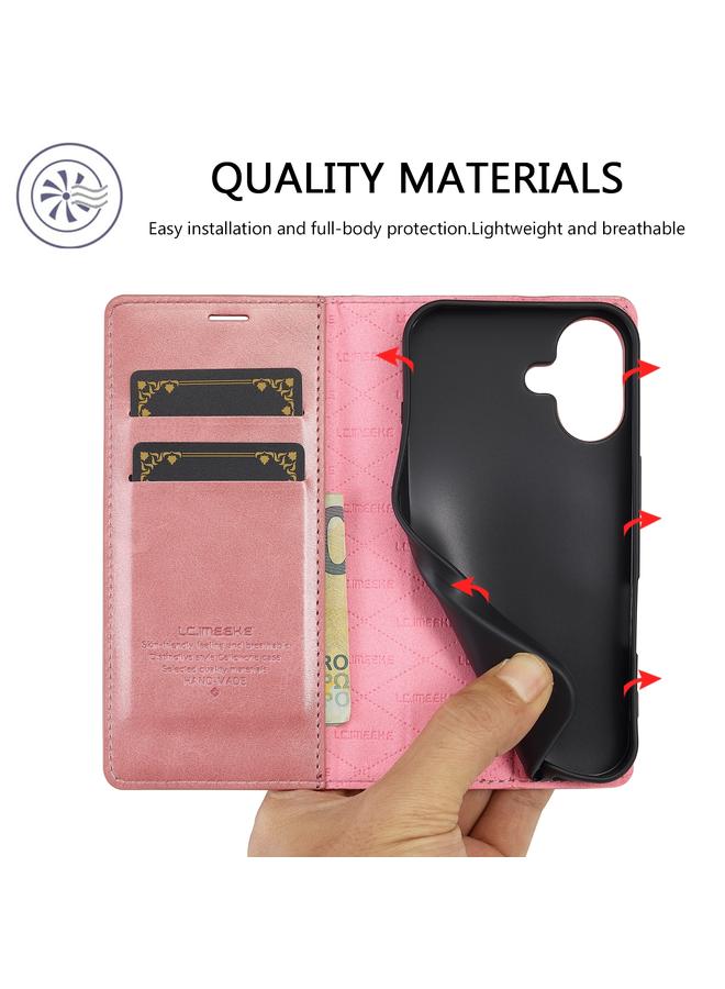 LC.IMEEKE Case For iPhone 16 Strong Magnetism Microfiber Leather Phone Case - Image 3