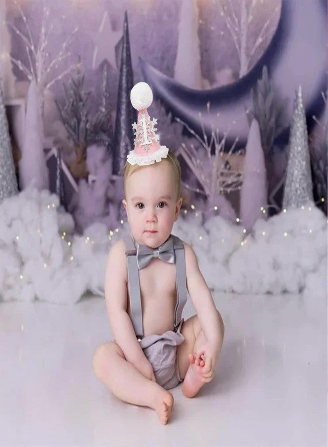 HIKLO Winter Onederland 1st Birthday Hat - Pink Snowflake First Birthday Cone Hat, Winter Wonderland Party Supplies Decor for Girl, Photo Props Cake Smash, Little Princess Lace Hat - Image 4