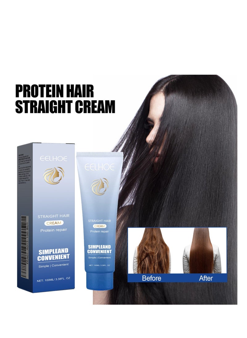 EELHOE Protein Hair Straightening Cream, Silk and Gloss Hair Straightener Cream, Smooth Hair Dryness, 2024 New Protein Correcting Hair Straightening Cream for All Hair Types(100ml) - Image 1