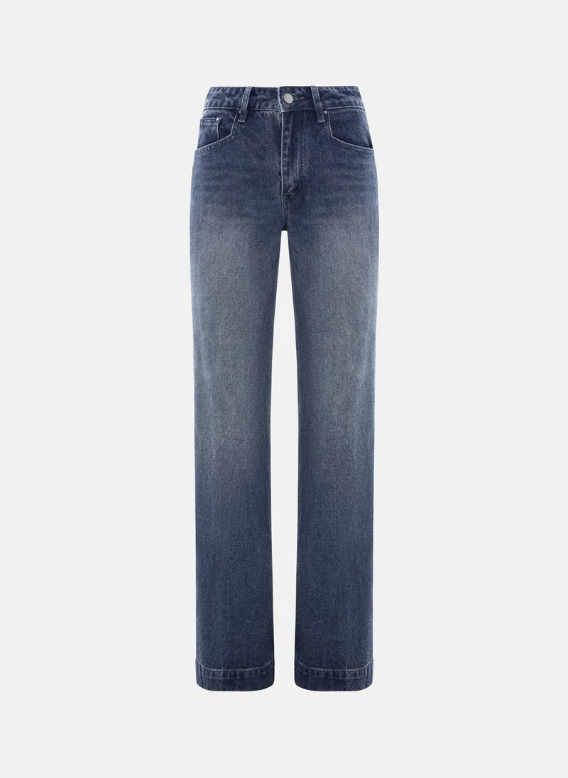 Lichi  Loose jeans with distressed accent on the thighs for Women | Best Price UAE