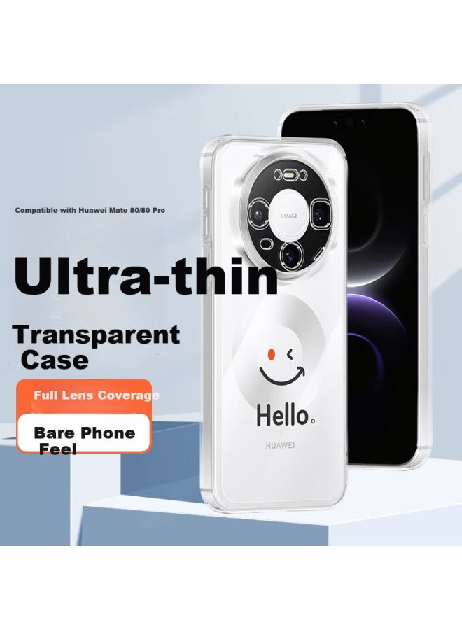 Purecolor Huawei Mate80 Mate80 Pro Case Full Coverage Drop Protection Ultra-thin Simple Transparent Tpu Soft Cover Smile - Image 1