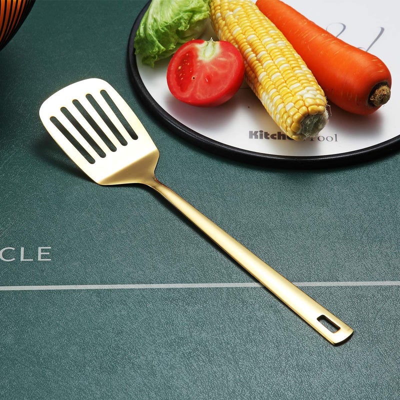 Berglander ملاعق ذهبية، ملعقة برجلاندير مشقوقة بتغليف من التيتانيوم، ملاعق معدنية للطهي، ملاعق مطبخ لمشاوي، آمنة في غسالة الصحون، سهلة التنظيف - Image 2