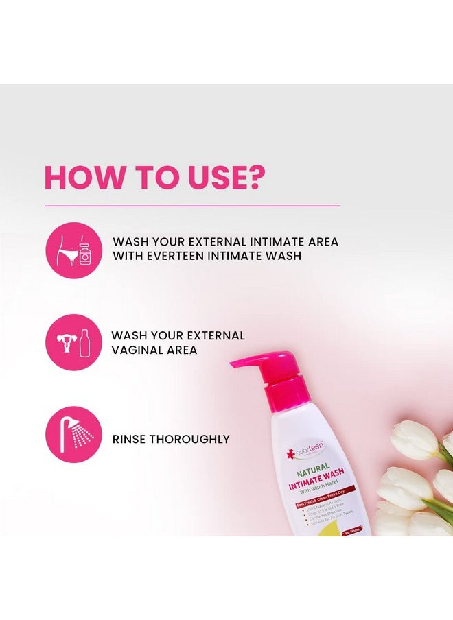 everteen Witch Hazel Natural Intimate Wash For Feminine Intimate Hygiene In Moms - 1 Pack (105Ml)  - Image 2