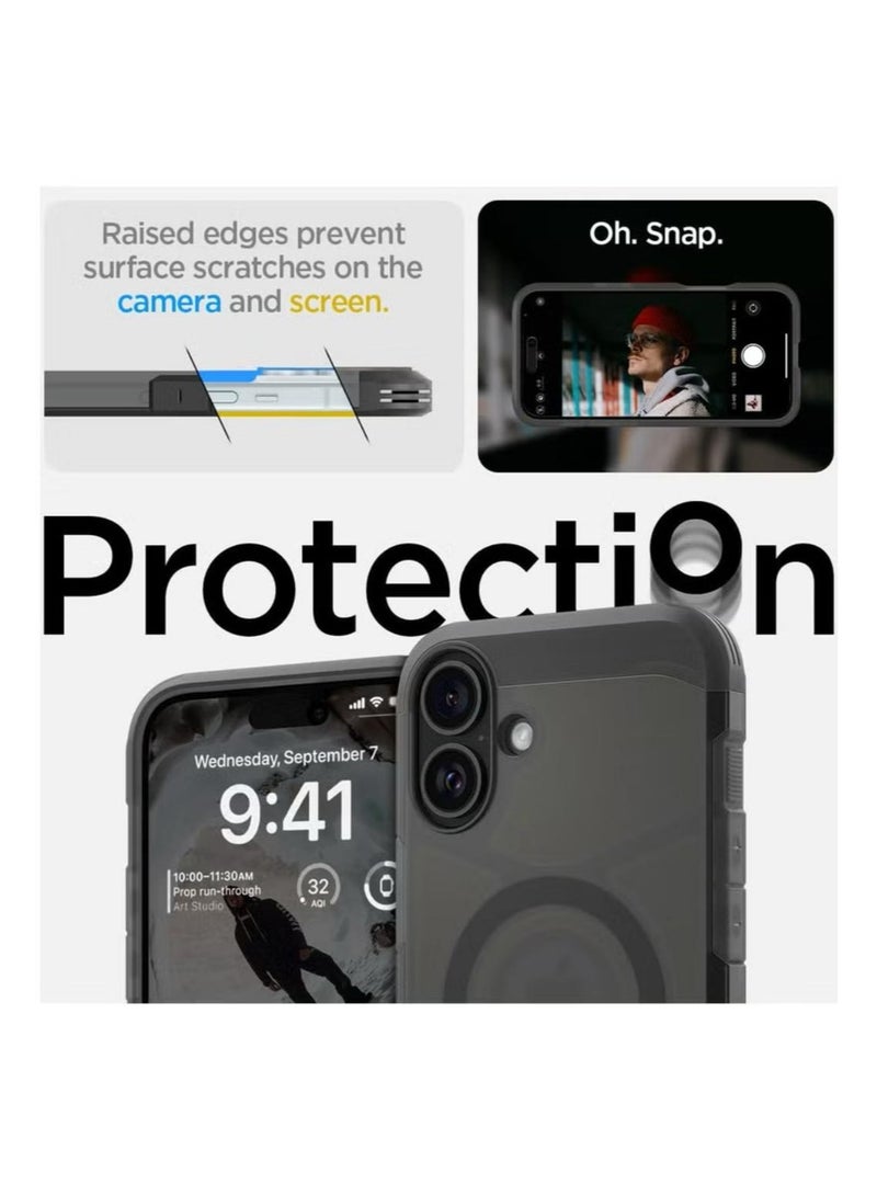 Spigen Tough Armor MagFit AI for iPhone 16 Case Cover MagSafe with Kickstand (2024) - Frost Black - Image 5