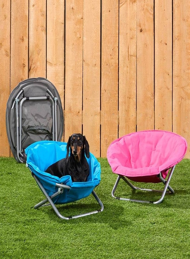 The Lakeside Collection Pet Moon Chair Bed Foldable Indoor Outdoor Elevated Adjustable Height - Blue - Image 4