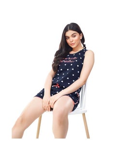 مملكة الإكسسوارات طقم ملابس نوم نسائية قطنية مريحة مطبوعة على شكل قلب مكون من بلوزة وشورت  - Image 5