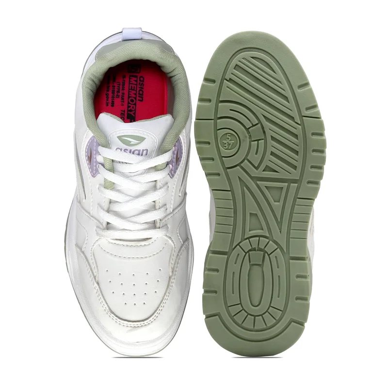 أسيان White Pista Sneakers for Women and Girls