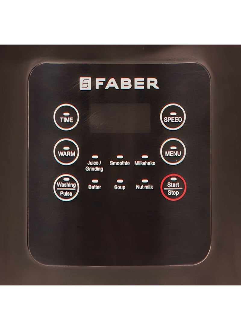 Faber - Faber 1800W Digital Power Blender Mixer Grinder |6 Auto Cook Menu|Hot Soup Maker|850W Built-in Heater|Nut Milk|Dry Grinding in Stainless Steel Jar|6 Leaf SS Blade Serrated Knife|Juicer| FPB1800W BK - Image 1