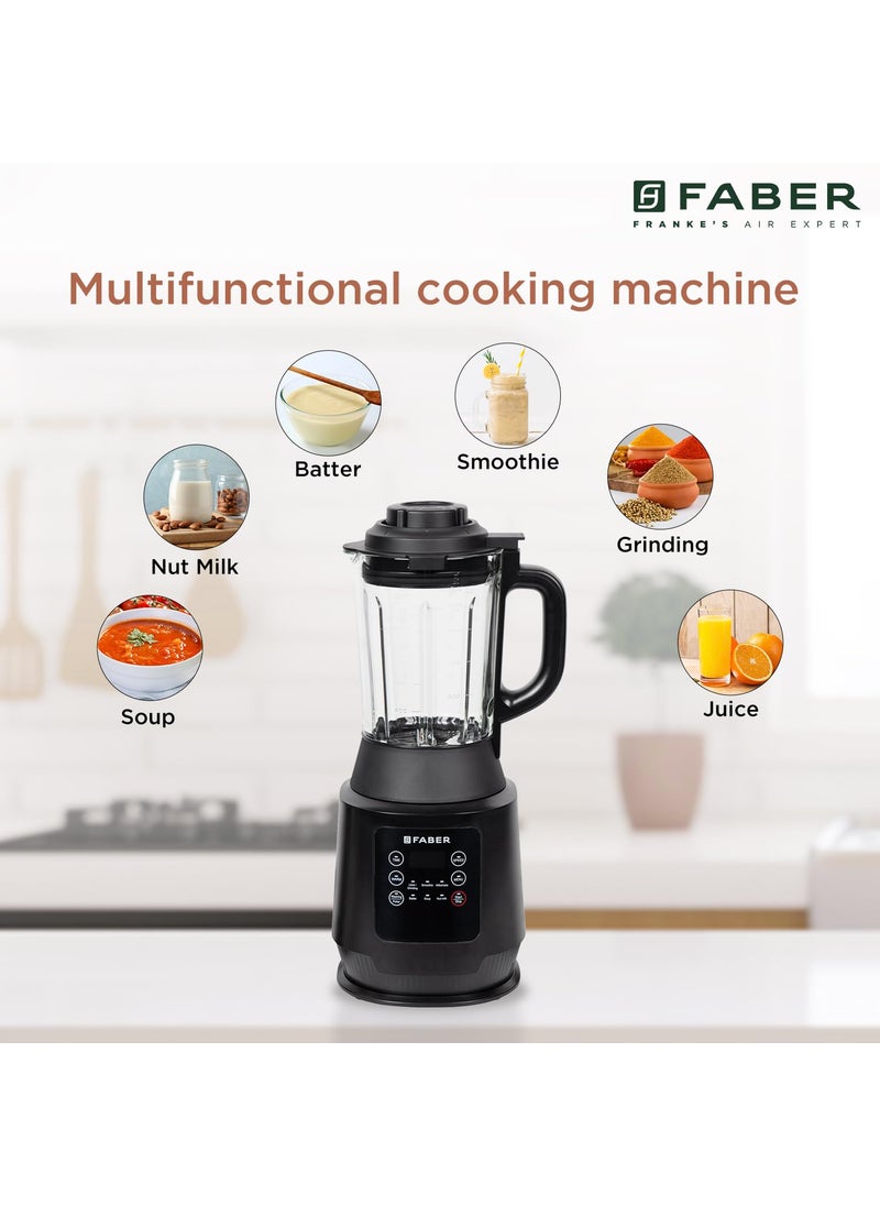 Faber - Faber 1800W Digital Power Blender Mixer Grinder |6 Auto Cook Menu|Hot Soup Maker|850W Built-in Heater|Nut Milk|Dry Grinding in Stainless Steel Jar|6 Leaf SS Blade Serrated Knife|Juicer| FPB1800W BK - Image 1