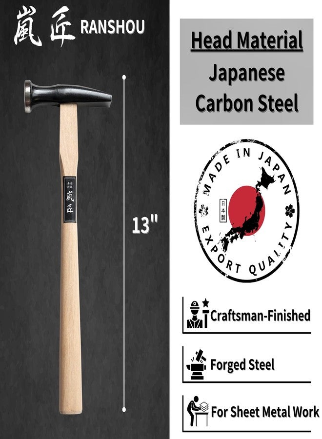 RANSHOU Sheet Metal Hammer 15.5 oz, Heavy Duty Forged Japanese Steel Head, Tinners Hammer Hand Tool for Flattening Metal, Wood Handle, Made in JAPAN - Image 2