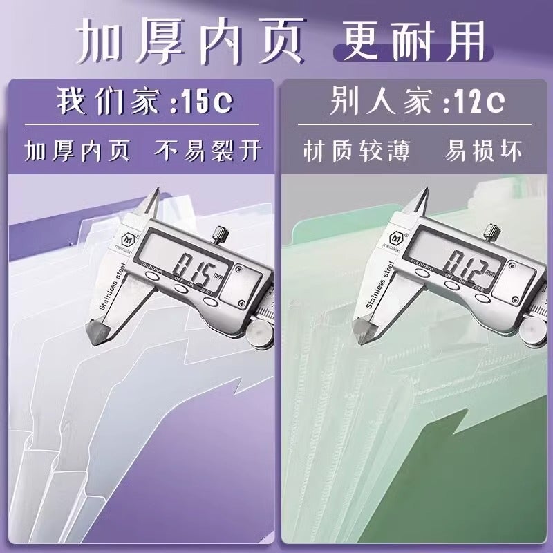 A4 Folder Multi-Layer Folder Primary School Students Use Transparent Insert Cute Test Paper Sorting Artifact Junior High School Students Senior High School - Image 4