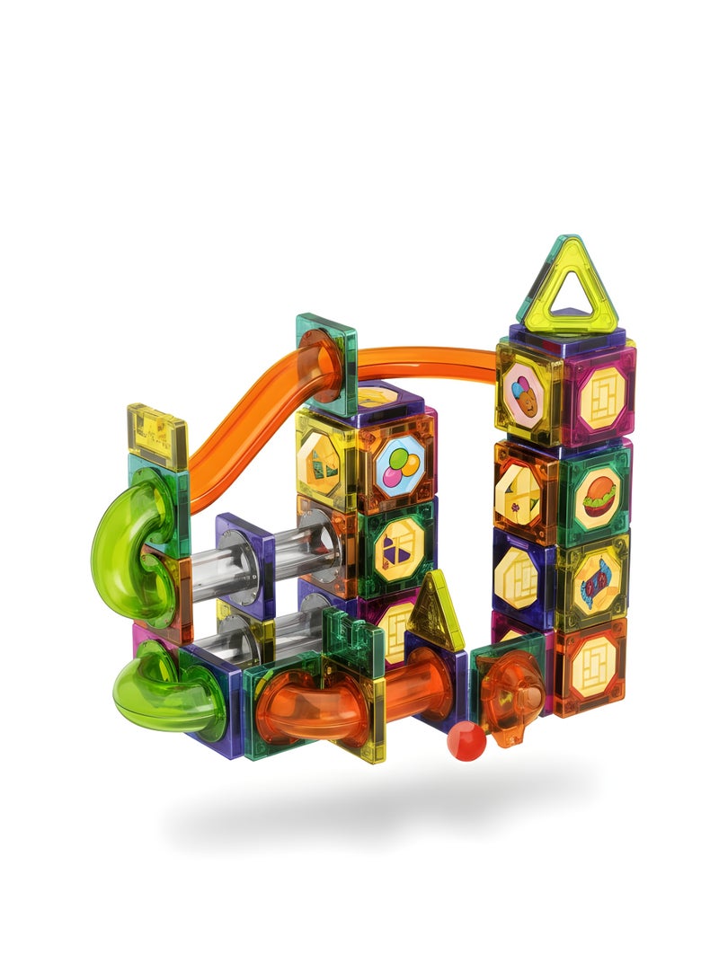 75-Piece Magnetic Building Blocks Marble Run Set - 3D STEM Educational Construction Toy for Kids - Multicolor (Age 3+) - Image 1