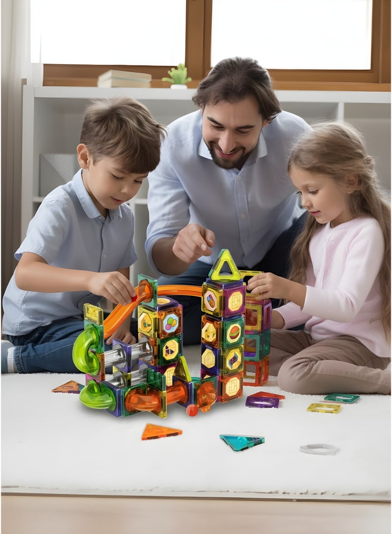 75-Piece Magnetic Building Blocks Marble Run Set - 3D STEM Educational Construction Toy for Kids - Multicolor (Age 3+) - Image 3