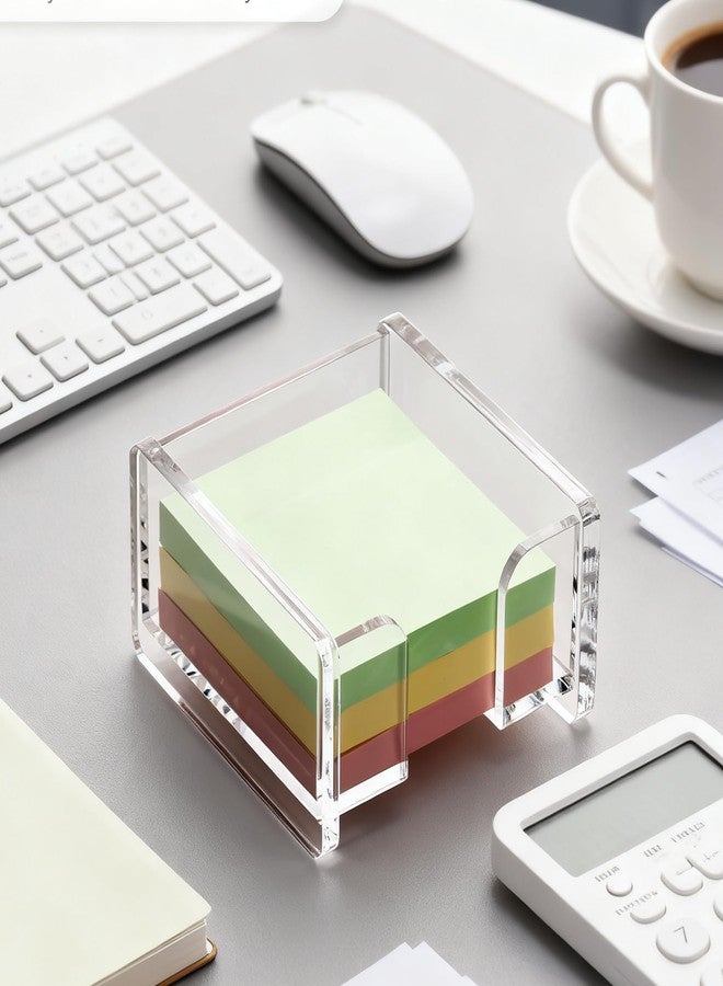 YUXUN Acrylic Sticky Note Holder, Post it Note Holder for Desk, 3x3 Inch Clear Cute Notepad Holder Sticky Note Dispenser for Office, Home, Study - Image 2