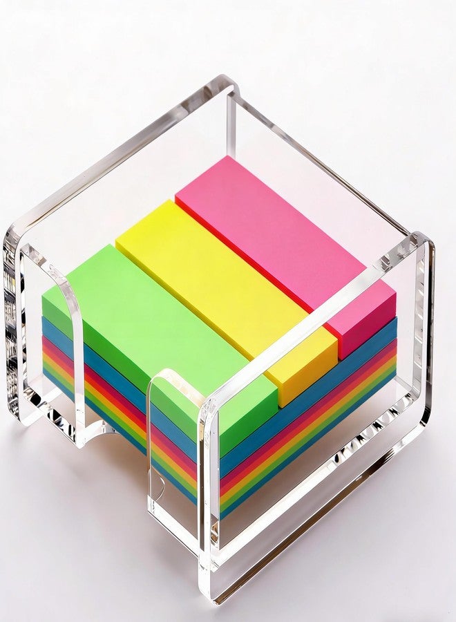 YUXUN Acrylic Sticky Note Holder, Post it Note Holder for Desk, 3x3 Inch Clear Cute Notepad Holder Sticky Note Dispenser for Office, Home, Study - Image 1